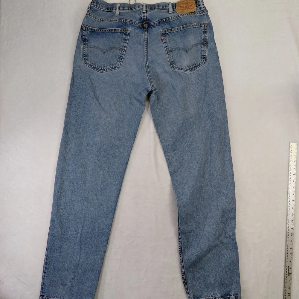 Levi's 550 Relaxed Fit Tapered Leg Light Wash Blue Denim Jeans Mens 38x38